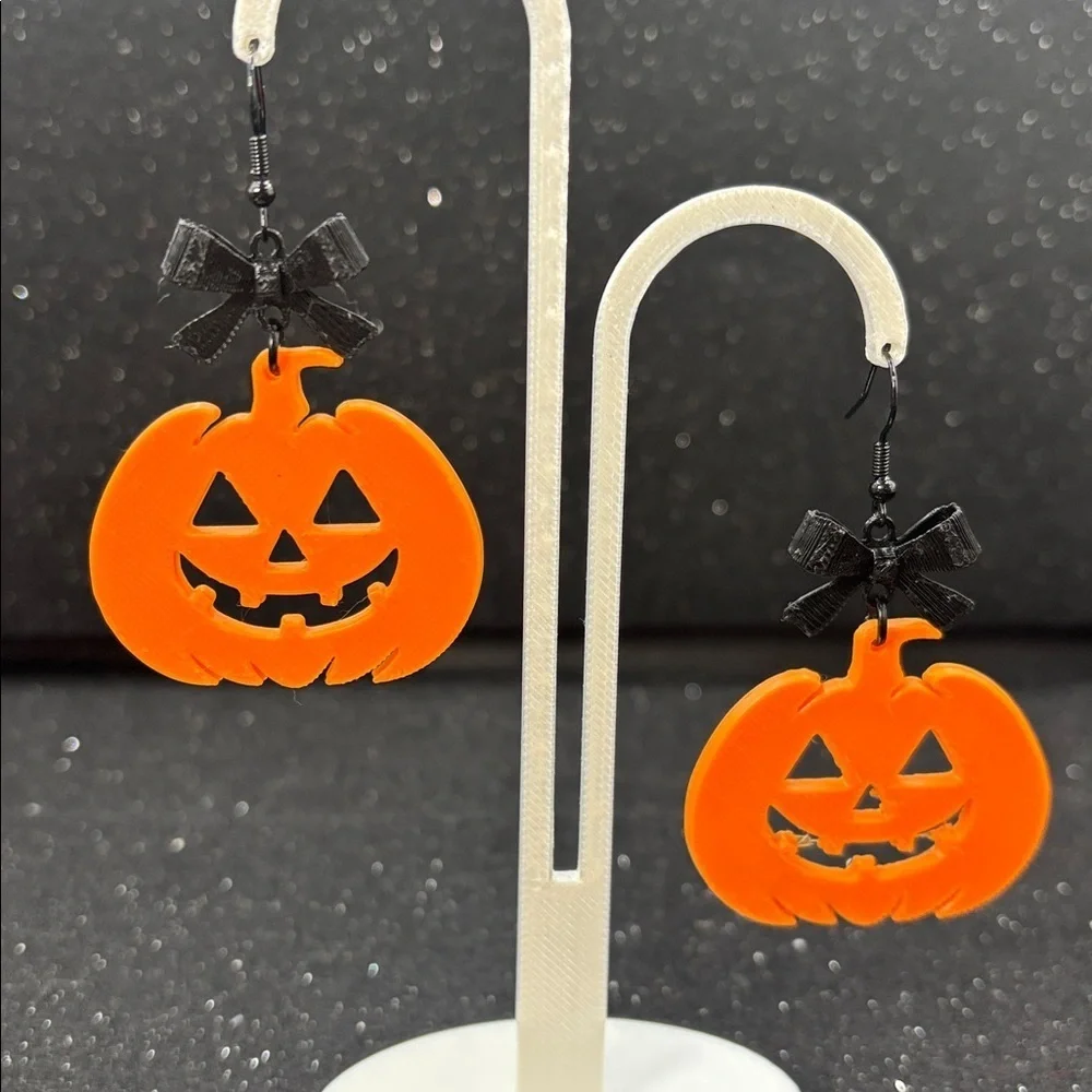 Pumpkin Earrings with Bow‎ – Cute Fall & Halloween Jewelry